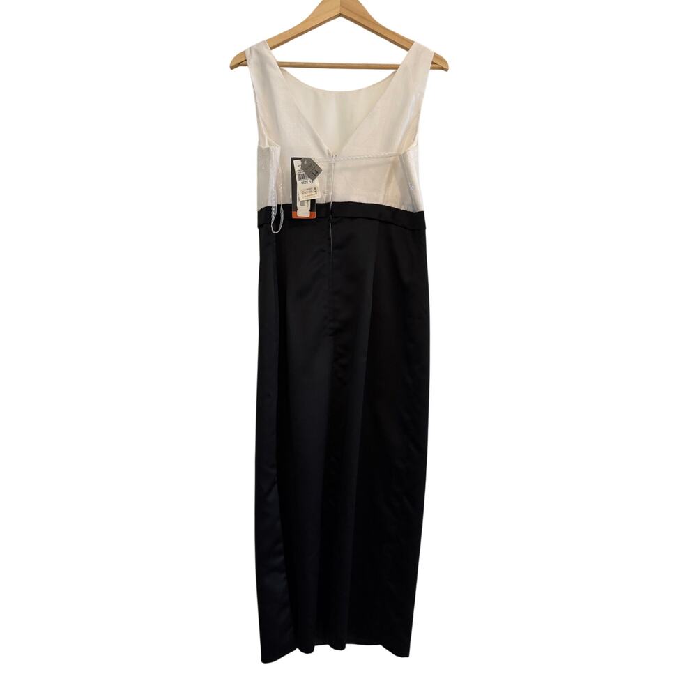 NWT JR Nites by Caliendo Midi Dress Womens Sz 14 White Black Formal Event Gala - Picture 2 of 13